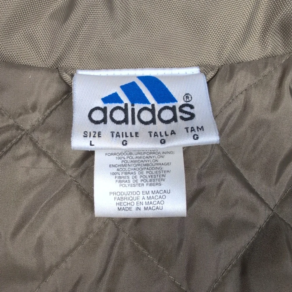 Vintage 90s /‎ Y2k Adidas Mens Full Zip Windbreaker Olive Jacket  Large L - Picture 5 of 8